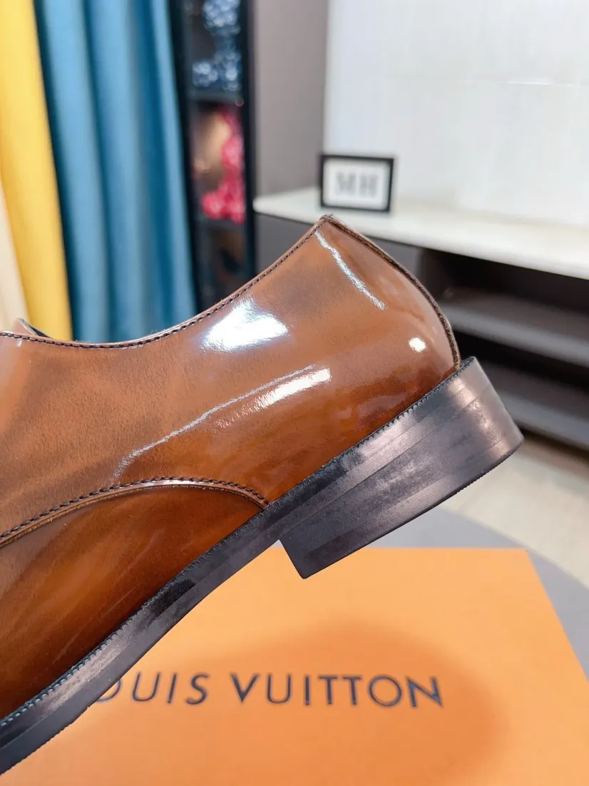 Men's men's shoes 💰520🌸🌸【LV Louis Vuitton】~ New product 🆕High-end original men's 🚹Business casual leather shoes, made of original cowhide open-edge bead fabric➕comfortable and soft cowhide lining➕cowhide insole, original LOGO rubber non-slip outsole. Code number: 38-44
